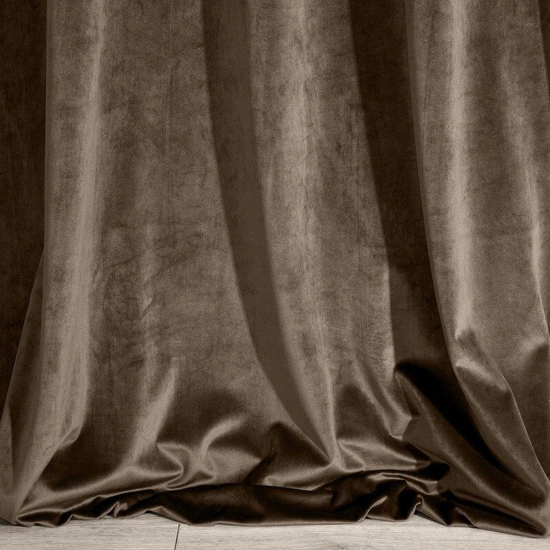 Eurofirany DIVA LINE RIA Minkšto aksomo naktinė užuolaida, 140X250 cm, kilpos / žiedai, spalva: ruda