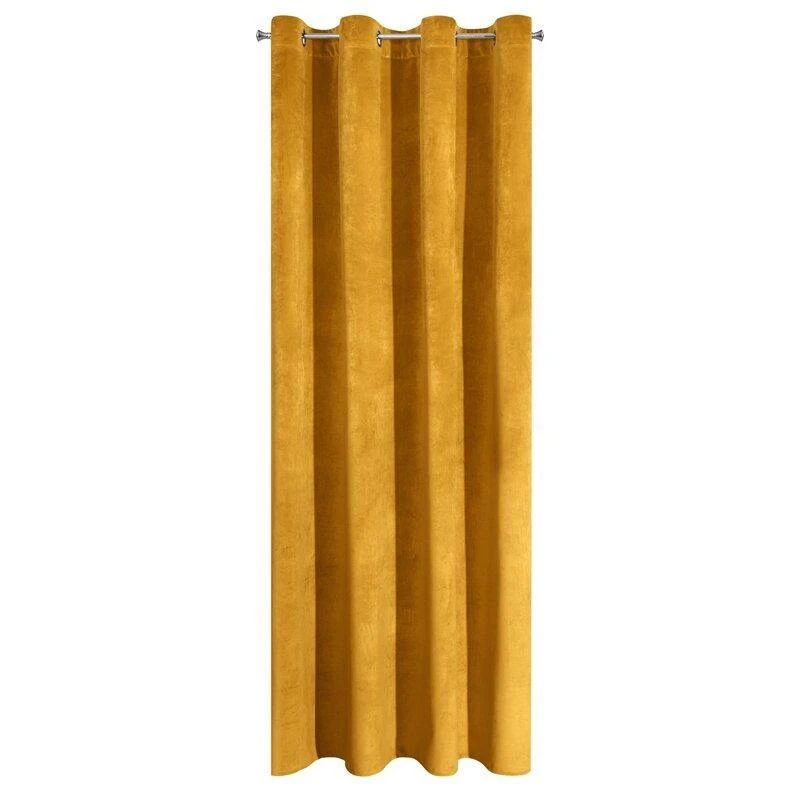 Eurofirany DIVA LINE RIA Minkšto aksomo naktinė užuolaida, 140X250 cm, kilpos / žiedai, spalva: garstyčių