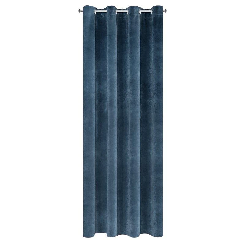 Eurofirany DIVA LINE RIA Minkšto aksomo naktinė užuolaida, 140X250 cm, kilpos / žiedai, spalva: tamsiai mėlyna