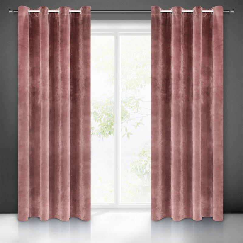 Eurofirany DIVA LINE RIA Minkšto aksomo naktinė užuolaida, 140X250 cm, kilpos / žiedai, spalva: tamsiai rožinė