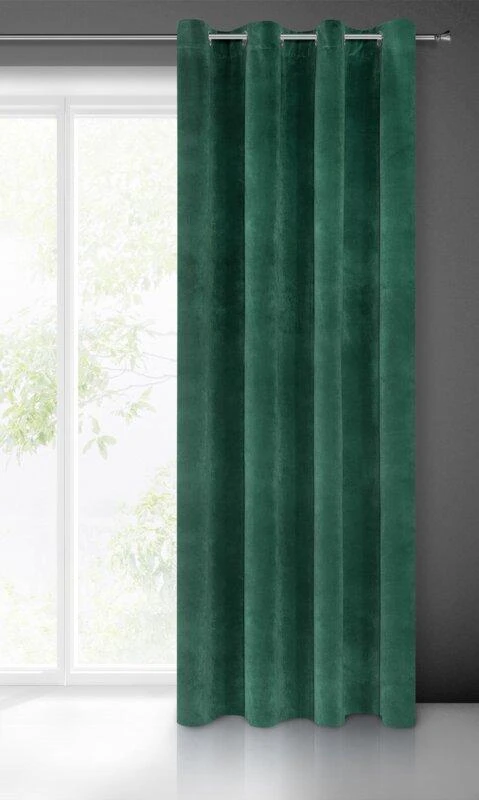 Eurofirany DIVA LINE RIA Minkšto aksomo naktinė užuolaida, 140X250 cm, kilpos / žiedai, spalva: tamsiai žalia