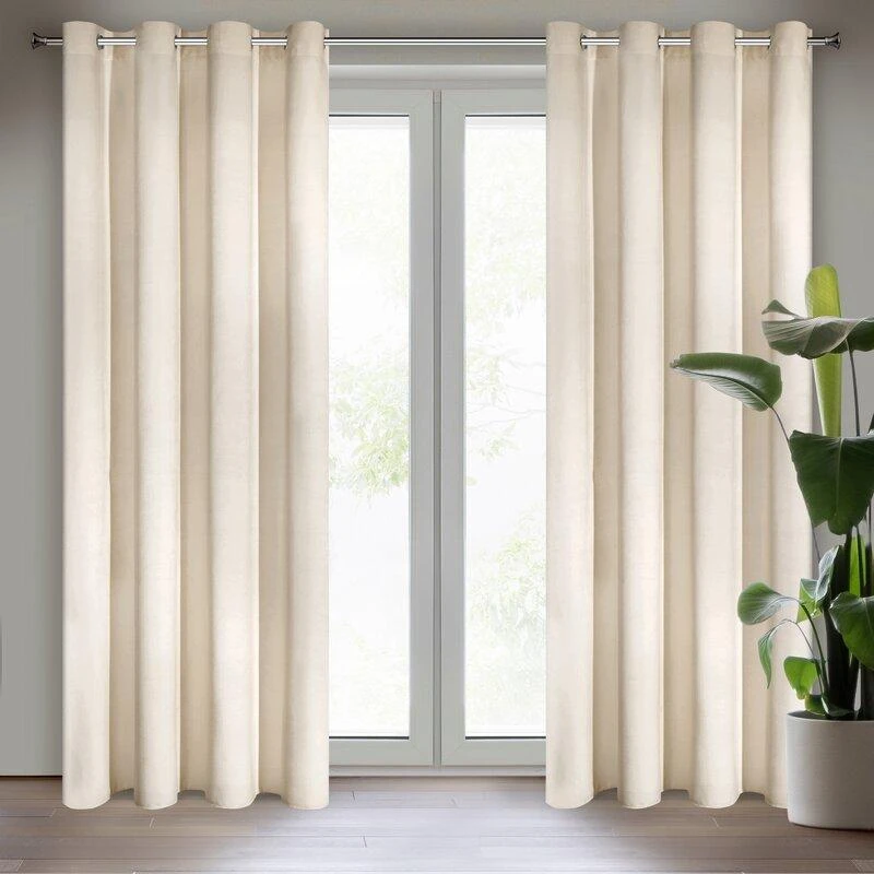 Eurofirany DIVA LINE RIA Minkšto aksomo naktinė užuolaida, 140X250 cm, kilpos / žiedai, spalva: šviesi smėlio