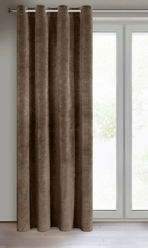 Eurofirany DIVA LINE RIA Minkšto aksomo naktinė užuolaida, 140X250 cm, kilpos / žiedai, spalva: ruda