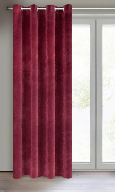 Eurofirany DIVA LINE RIA Minkšto aksomo naktinė užuolaida, 140X250 cm, kilpos / žiedai, spalva: bordo