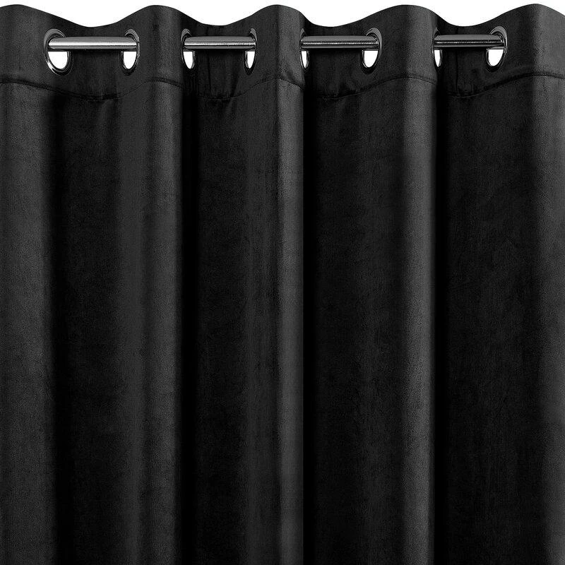 Eurofirany DIVA LINE RIA Minkšto aksomo naktinė užuolaida, 140X250 cm, kilpos / žiedai, spalva: juoda