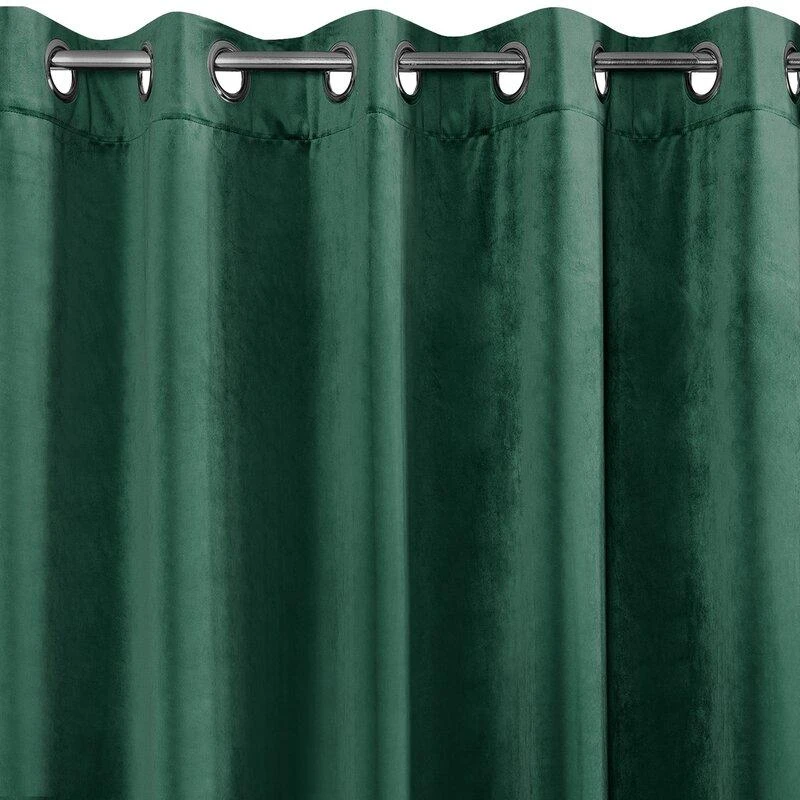 Eurofirany DIVA LINE RIA Minkšto aksomo naktinė užuolaida, 140X250 cm, kilpos / žiedai, spalva: tamsiai žalia