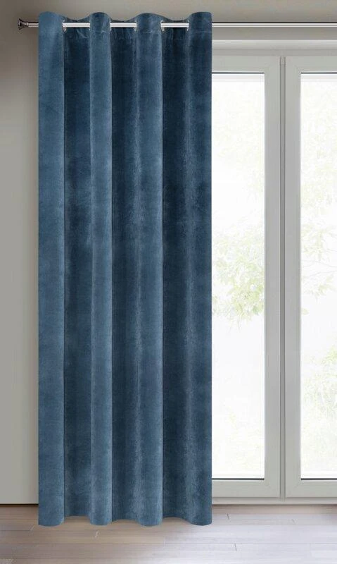 Eurofirany DIVA LINE RIA Minkšto aksomo naktinė užuolaida, 140X250 cm, kilpos / žiedai, spalva: tamsiai mėlyna