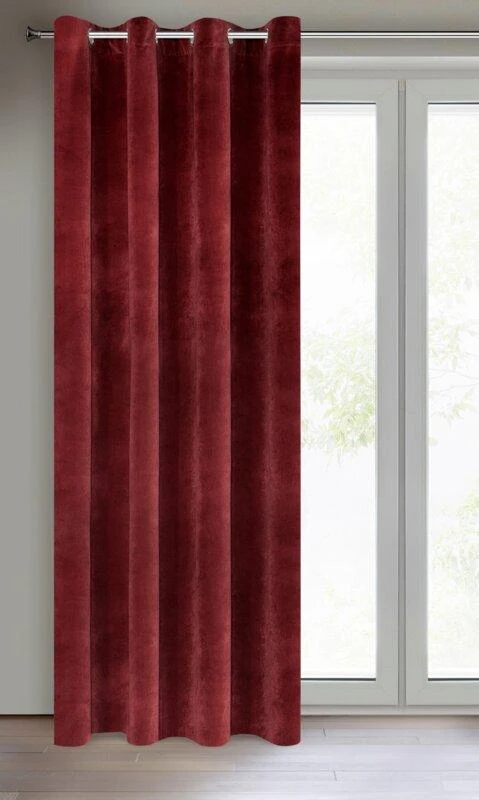 Eurofirany DIVA LINE RIA Minkšto aksomo naktinė užuolaida, 140X250 cm, kilpos / žiedai, spalva: bordo