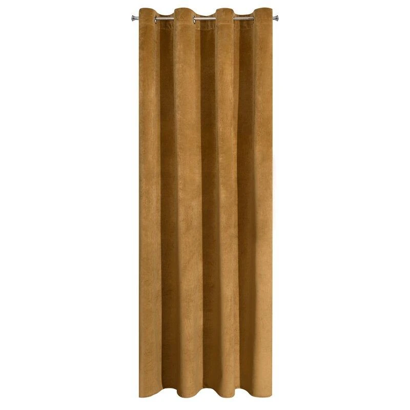Eurofirany DIVA LINE RIA Minkšto aksomo naktinė užuolaida, 140X250 cm, kilpos / žiedai, spalva: auksinė