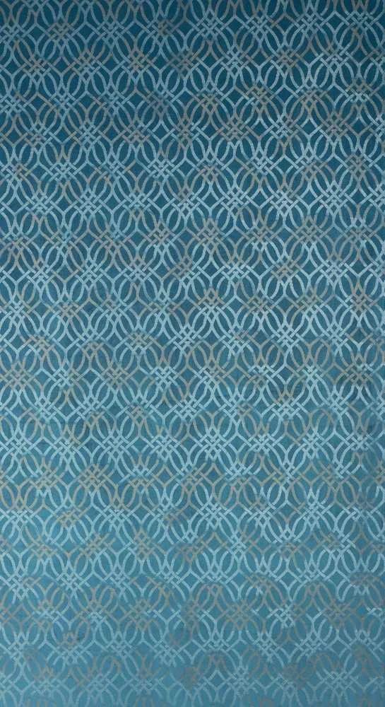 Eurofirany minkšto aksomo užuolaida ARETA su boho stiliaus raštu / 200 g/m2 / 140x250 / mėlynos spalvos