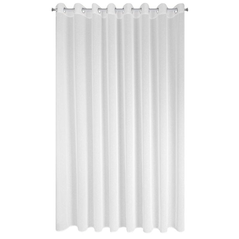 Eurofirany Balta permatoma užuolaida, tekstūruota langų dekoracija, paruoštos užuolaidos su žiedais, 140x250cm balta voilio užuolaida, lengvos poliesterio užuolaidos, kambario dekoras Dieninės užuolaidos