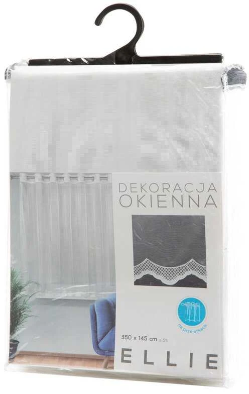 Eurofirany Balta permatoma užuolaida, siuvinėta langų apdaila, paruoštos kilpinės užuolaidos, 350x145 cm voilio užuolaida, lengva langų danga Dieninės užuolaidos