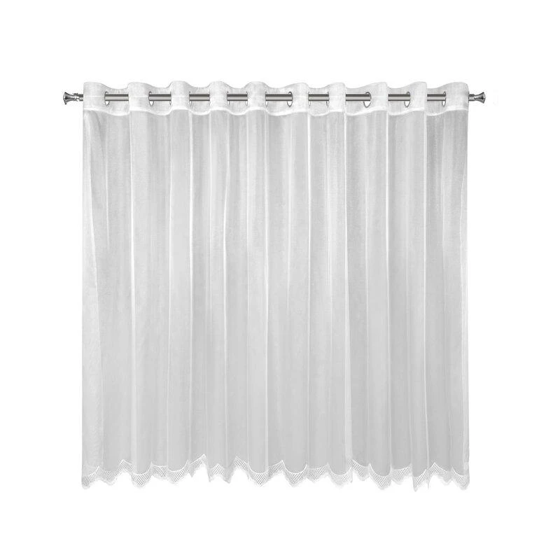 Eurofirany Balta permatoma užuolaida, siuvinėta langų apdaila, paruoštos kilpinės užuolaidos, 350x145 cm voilio užuolaida, lengva langų danga Dieninės užuolaidos