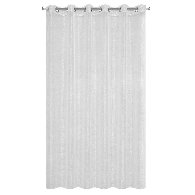 Eurofirany Balta permatoma užuolaida, 290x250 cm, su sidabriniu siūlu, paruoštos žiedinės užuolaidos, modernus langų apdaila, lengva voilio užuolaida Dieninės užuolaidos
