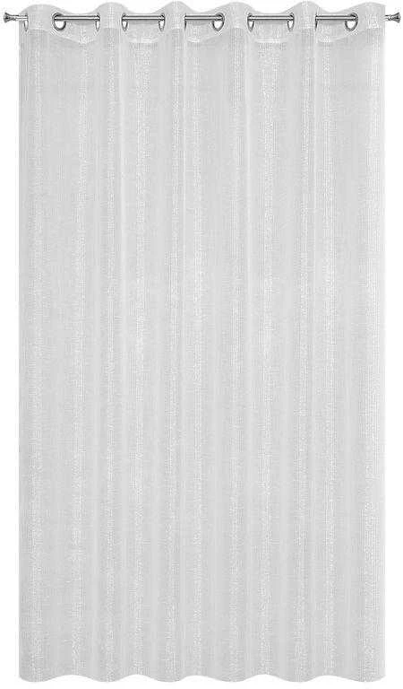 Eurofirany Balta permatoma užuolaida, 290x250 cm, su sidabriniu siūlu, paruoštos žiedinės užuolaidos, modernus langų apdaila, lengva voilio užuolaida Dieninės užuolaidos