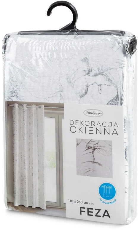 Eurofirany Užuolaida Feza 140×250 cm, balta, su žiedais