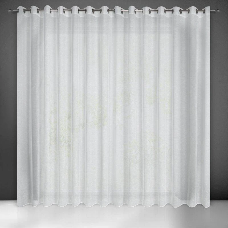 Eurofirany Balta permatoma užuolaida, 300x250 cm, paruoštos užuolaidos su žiedais, lengva poliesterio langų apdaila, modernios namų dekoro užuolaidos Dieninės užuolaidos