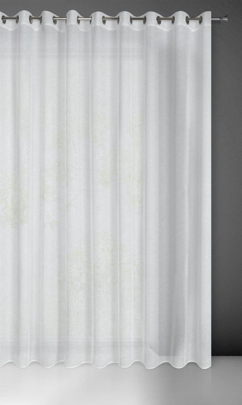 Eurofirany Balta permatoma užuolaida, 300x250 cm, paruoštos užuolaidos su žiedais, lengva poliesterio langų apdaila, modernios namų dekoro užuolaidos Dieninės užuolaidos