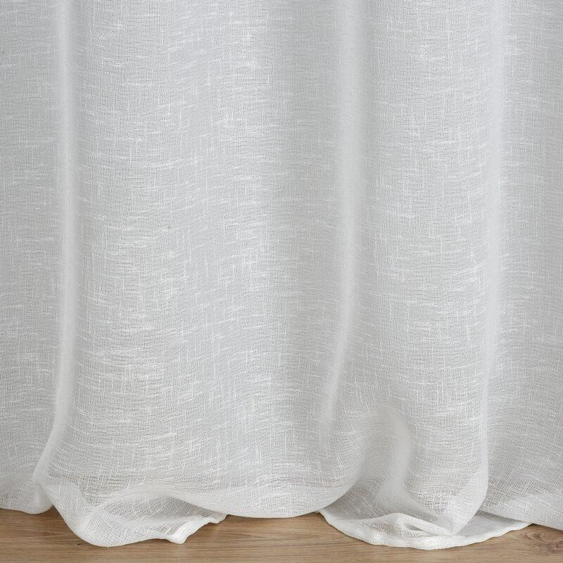 Eurofirany Balta permatoma užuolaida, 300x250 cm, paruoštos užuolaidos su žiedais, lengva poliesterio langų apdaila, modernios namų dekoro užuolaidos Dieninės užuolaidos