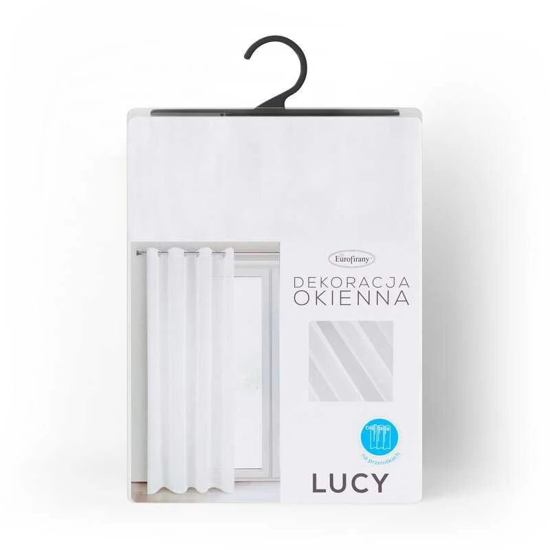 Eurofirany Užuolaida Lucy 140x250 cm, balta, su žiedais Dieninės užuolaidos
