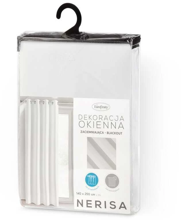 Eurofirany NERISA dimout tipo audinio užuolaida, 140 x 250 cm, žiedai/kilpos, spalva: balta