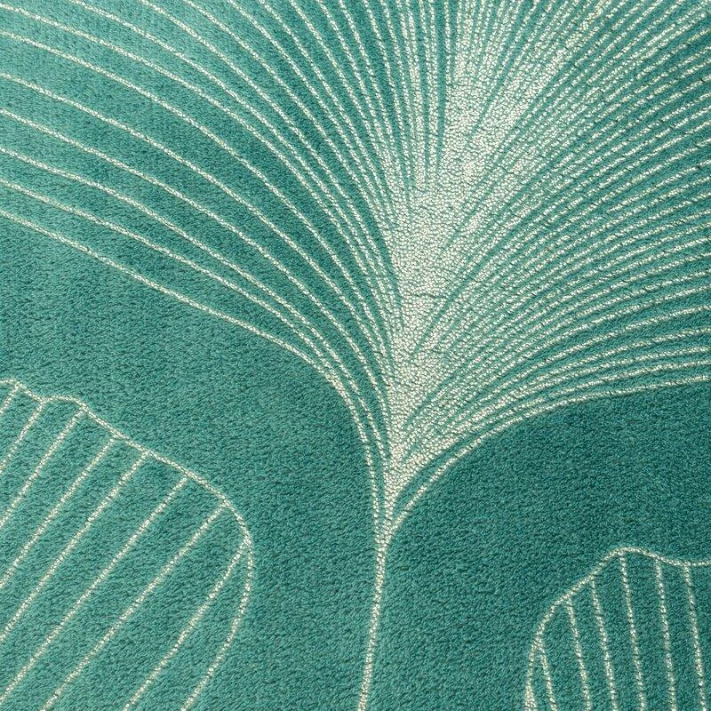 Eurofirany GINKO1 Minkštas ir švelnus pledas su blizgančiu ginkmedžio lapų raštu, 150X200 cm, spalva: turkio
