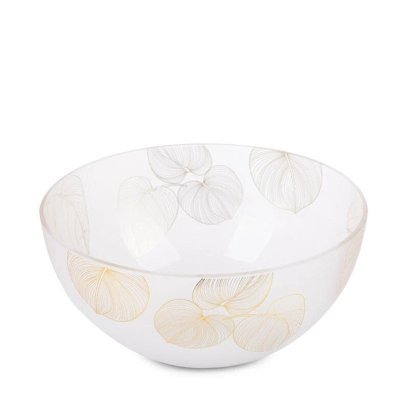 Eurofirany LIMITED COLLECTION BLANCA5 Dubenėlis su lapų motyvu, ∅ 25 X 13 cm, spalva: balta / auksinė
