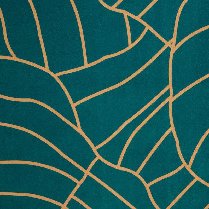 Eurofirany LIMITED COLLECTION LILI2 Minkšto aksomo naktinė užuolaida su didelių lapų motyvu, 140X250 cm, kilpos / žiedai, spalva: tamsi turkio,