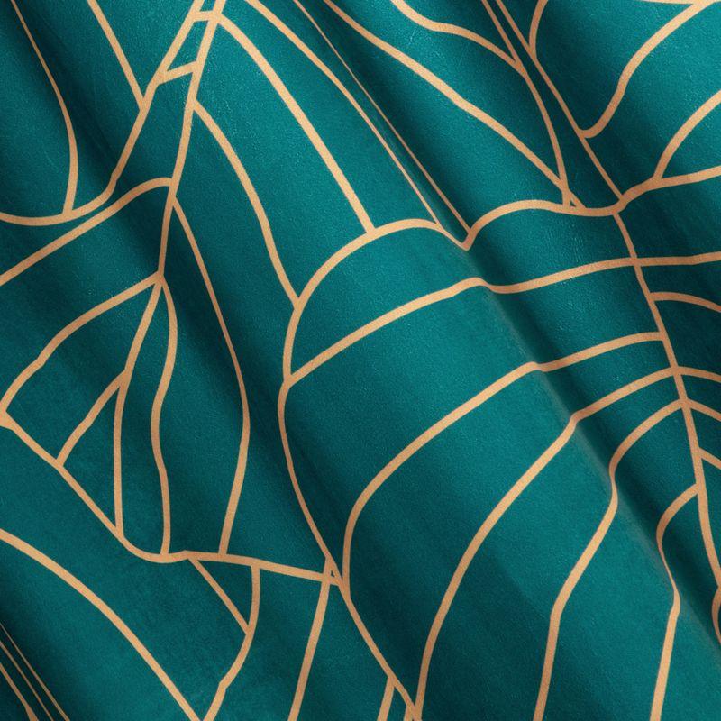 Eurofirany LIMITED COLLECTION LILI2 Minkšto aksomo naktinė užuolaida su didelių lapų motyvu, 140X250 cm, kilpos / žiedai, spalva: tamsi turkio,