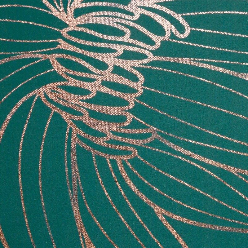 Eurofirany Gėlių sienų menas, žalias ir vario gėlių paveikslas, dekoratyvinis įrėmintas drobės atspaudas, 53x73 cm sienų dekoras, botaninis sienos pakabinimas