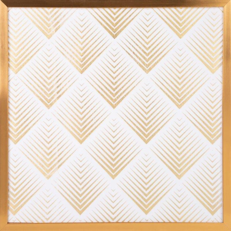 Eurofirany LIMITED COLLECTION BLANCA2 Paveikslas su auksiniu atspaudu aukso spalvos rėmelyje, 53X53 cm, spalva: balta / auksinė