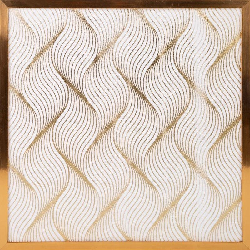 Eurofirany LIMITED COLLECTION BLANCA3 Paveikslas su auksiniu atspaudu aukso spalvos rėmelyje, 53X53 cm, spalva: balta / auksinė