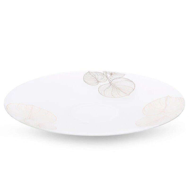 Eurofirany LIMITED COLLECTION BLANCA5 Dekoratyvinė lėkštė su lapų motyvu, ∅ 37 X 4 cm, spalva: balta/auksinė