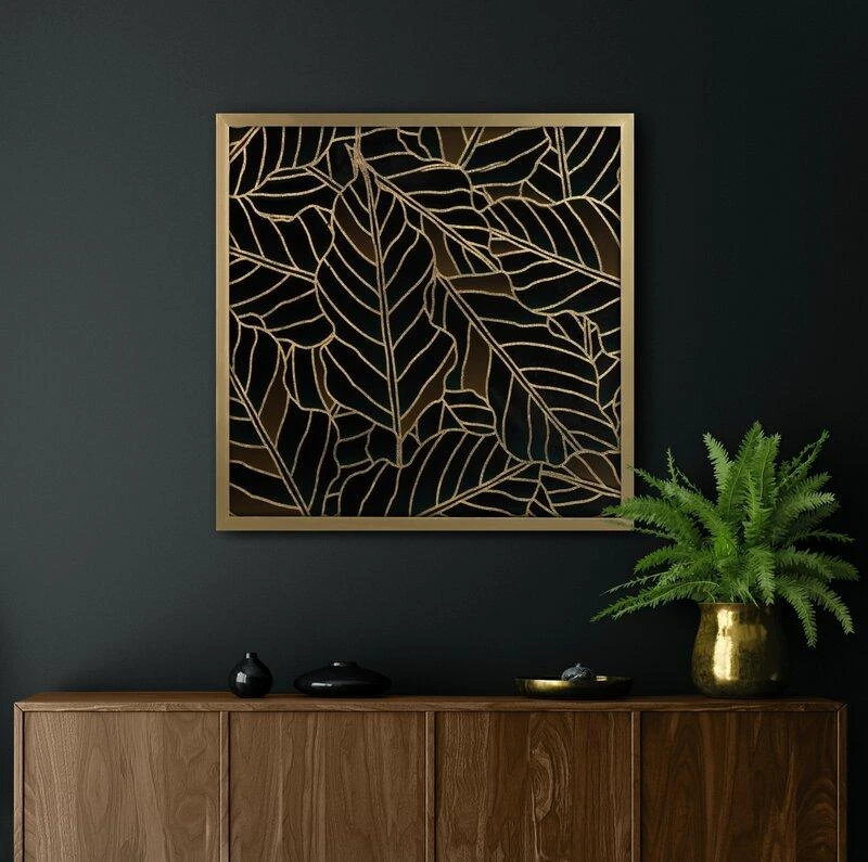 Eurofirany LIMITED COLLECTION LILI1 Paveikslas su auksiniu atspaudu aukso spalvos rėmelyje, 53X53 cm