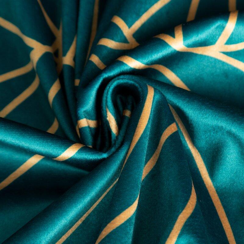 Eurofirany LIMITED COLLECTION LILI2 Minkšto aksomo naktinė užuolaida su didelių lapų motyvu, 140X250 cm, kilpos / žiedai, spalva: tamsi turkio,