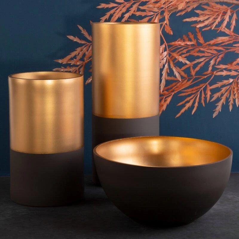 Eurofirany LIMITED COLLECTION Meninio stiklo dubenėlis ALISMA4, ∅ 25 X 15 cm, spalva: ruda/auksinė