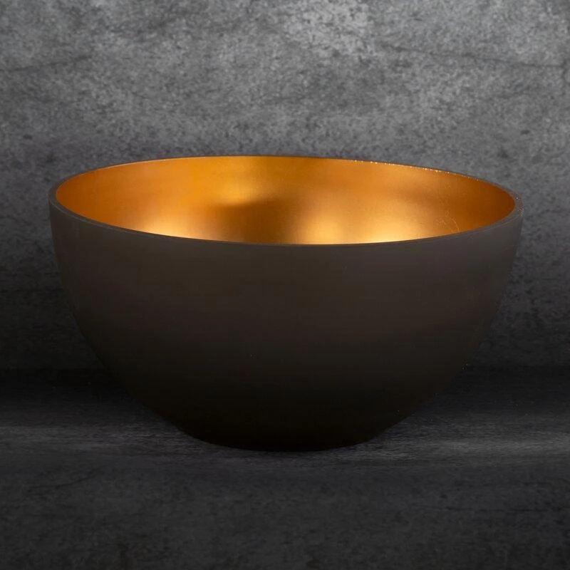 Eurofirany LIMITED COLLECTION Meninio stiklo dubenėlis ALISMA4, ∅ 25 X 15 cm, spalva: ruda/auksinė