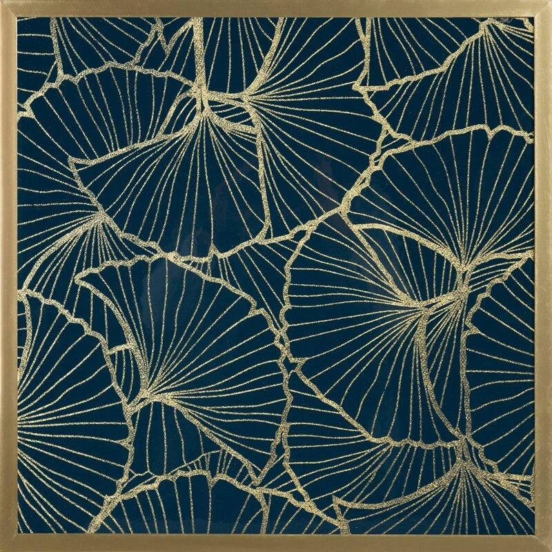 Eurofirany LIMITED COLLECTION MUSA3 Paveikslas su auksiniu atspaudu aukso spalvos rėmelyje, 53X53 cm, spalva: tamsiai mėlyna/ auksinė