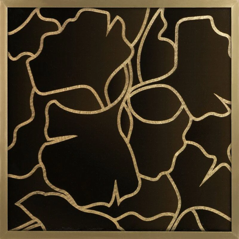 Eurofirany LIMITED COLLECTION Paveikslas ALISMA1 su auksiniu blizgiu atspaudu auksiniame rėmelyje, 53X53 cm