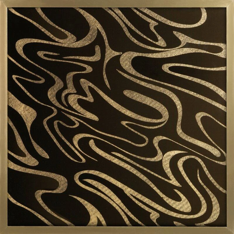 Eurofirany LIMITED COLLECTION Paveikslas ALISMA3 su auksiniu blizgiu atspaudu auksiniame rėmelyje, 53X53 cm