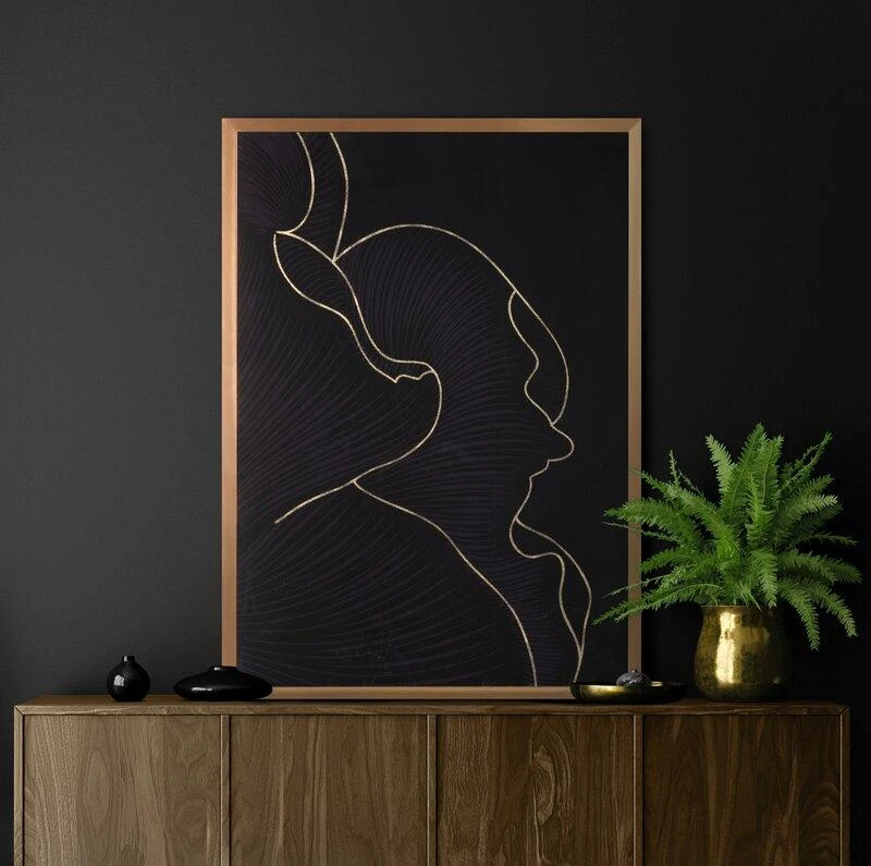 Eurofirany LIMITED COLLECTION PEONIA6 Paveikslas su auksiniu atspaudu aukso spalvos rėmelyje, 53X73 cm