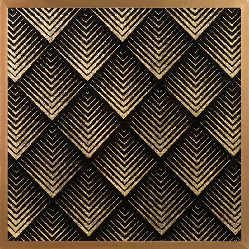 Eurofirany LIMITED COLLECTION VICTORIA2 Paveikslas su auksiniu atspaudu aukso spalvos rėmelyje, 53X53 cm, spalva: juoda, auksinė