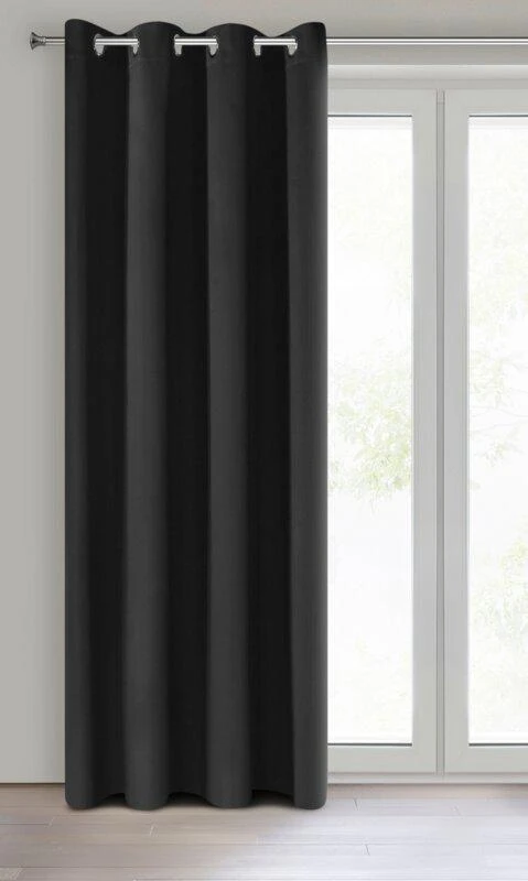 Eurofirany LOGAN blackout tipo temdanti naktinė užuolaida, 140X270 cm, kilpos / žiedai, spalva: juoda