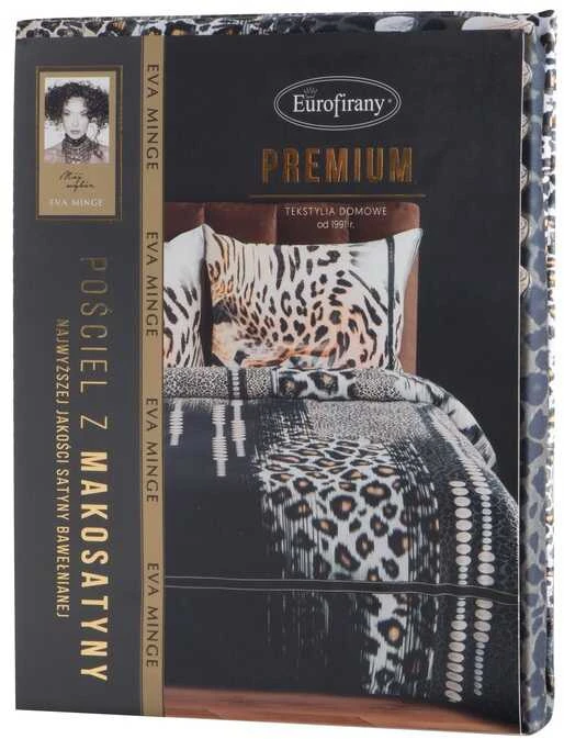 Eurofirany Medvilnės satino patalynės komplektas, 140x200 cm ir 70x80 cm, su užtrauktuku, 125 g/m², smėlio ir juodos spalvos leopardo raštas, minkšta patalynė miegamajam Patalynė
