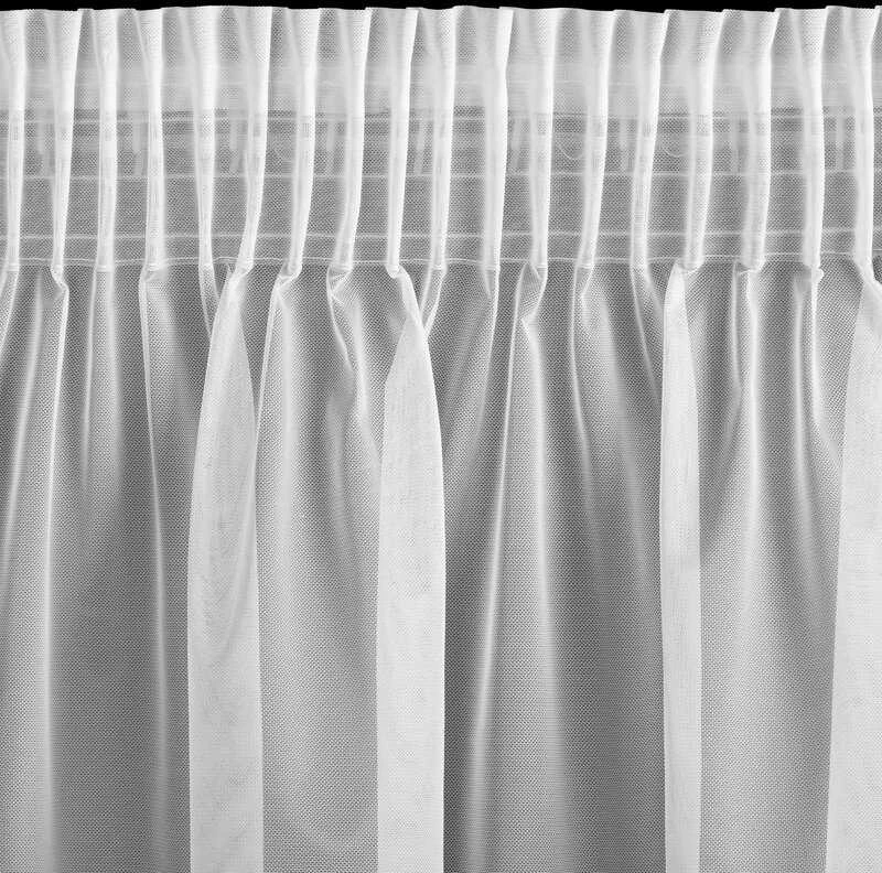 Eurofirany Balta tinklinė užuolaida su rožių rašto juostomis, 350x160 cm, paruošta kabinti, poliesterio langų danga, dekoratyvinė dieninė užuolaida, namų tekstilė