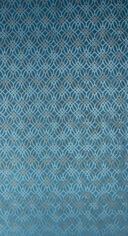 Eurofirany minkšto aksomo užuolaida ARETA su boho stiliaus raštu / 200 g/m2 / 140x250 / mėlynos spalvos