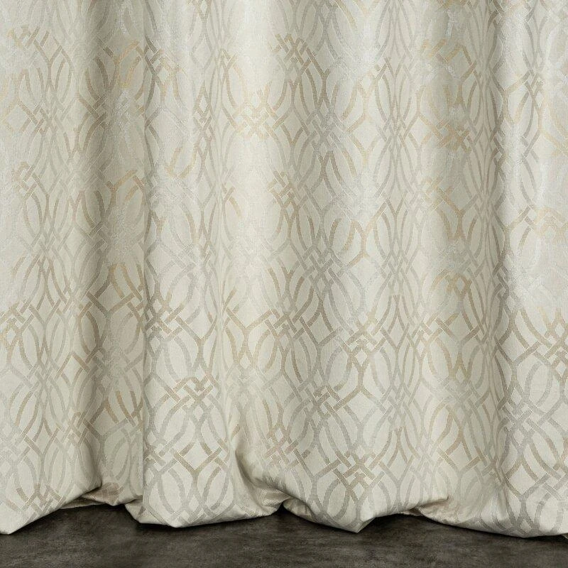Eurofirany minkšto aksomo užuolaida ARETA su boho stiliaus raštu / 200 g/m2 / 140x250 / kreminės spalvos