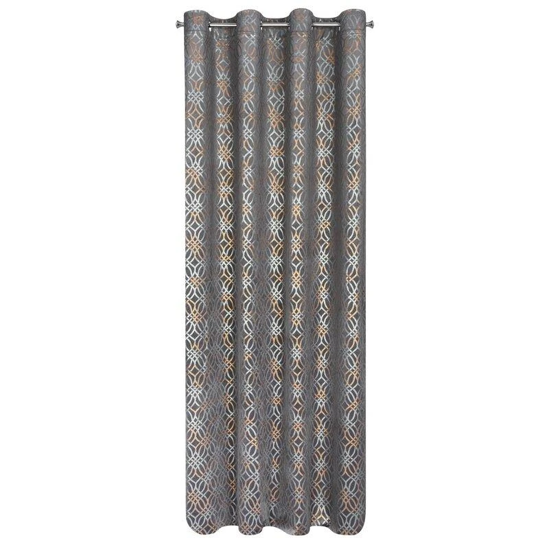 Eurofirany minkšto aksomo užuolaida ARETA su boho stiliaus raštu / 200 g/m2 / 140x250 / sidabro ir aukso spalvos