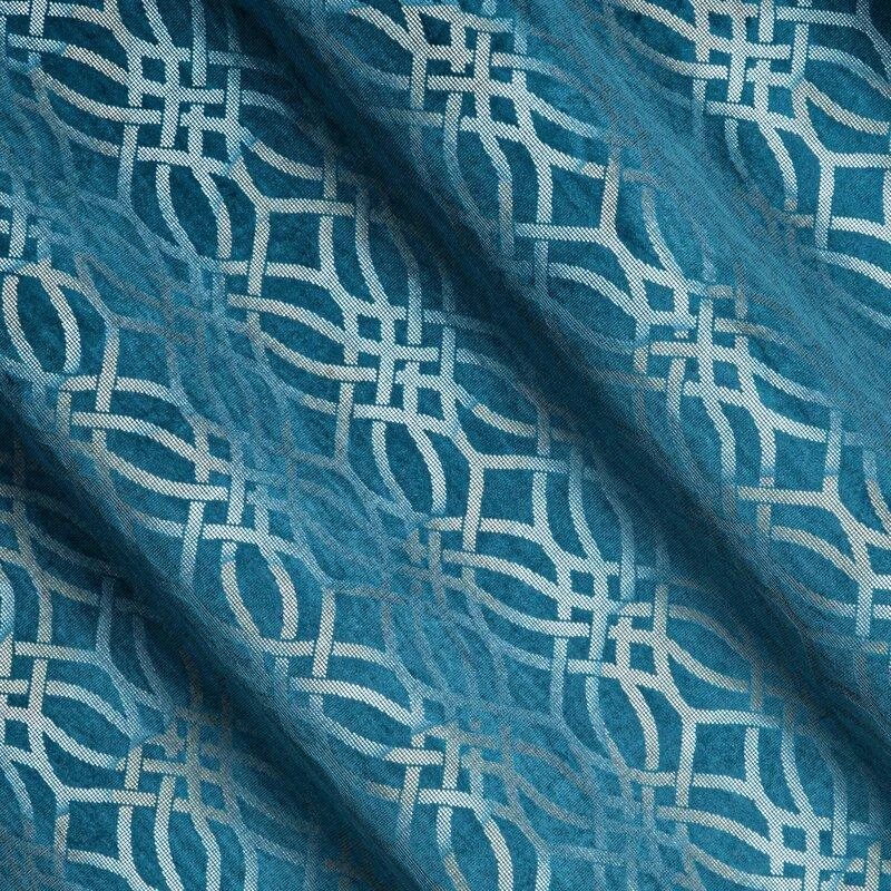 Eurofirany minkšto aksomo užuolaida ARETA su boho stiliaus raštu / 200 g/m2 / 140x250 / mėlynos spalvos