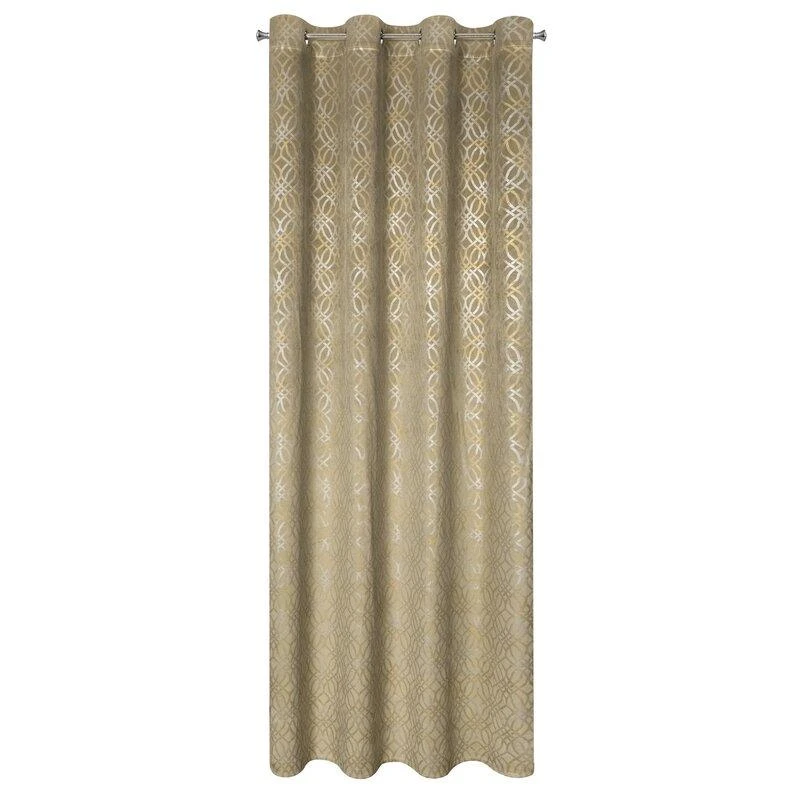 Eurofirany minkšto aksomo užuolaida ARETA su boho stiliaus raštu / 200 g/m2 / 140x250 / smėlio spalvos